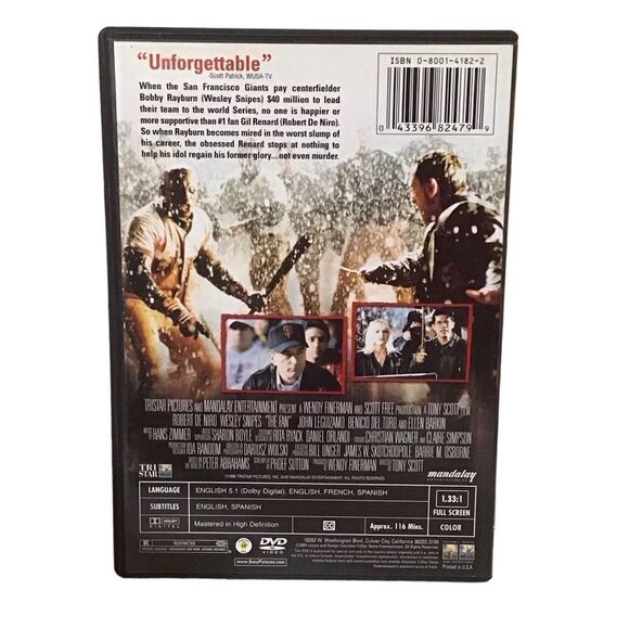 The Fan DVD DeNiro Snipes - 5/$20 - Picture 2 of 3